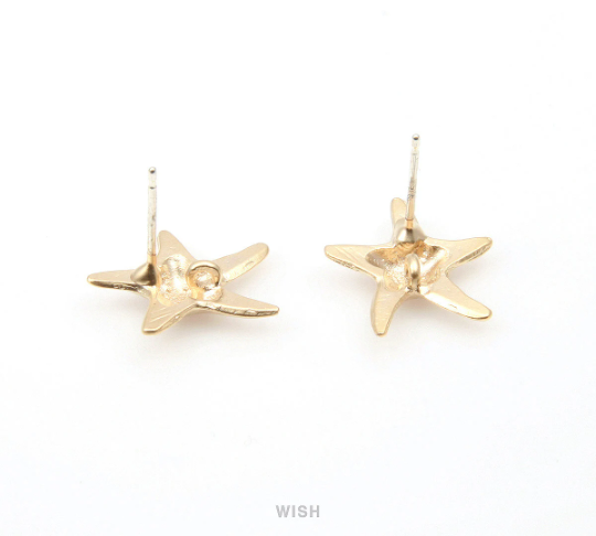 Starfish Stud Earrings in Matte Gold, Starfish Ear Studs / MMG-311-E