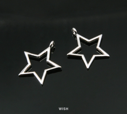 Star Outline Pendants in Gold, Star Charm / MG-014-P