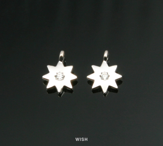 North Star Cubic Zirconia Pendant in Matte Gold, CZ Star Charm /  MMG-289-P