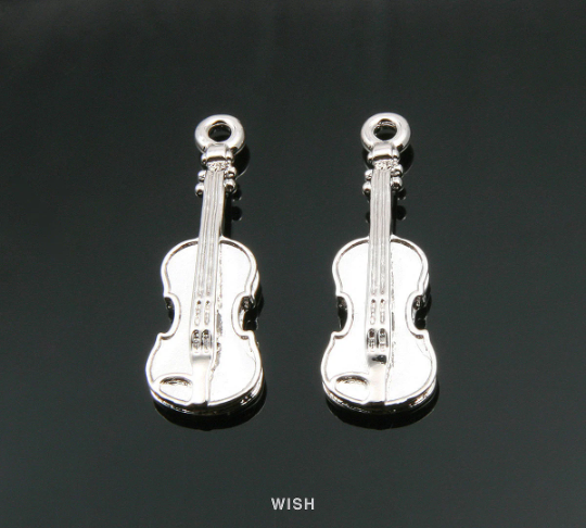 Violin Pendants in Gold, Musical Instrument Charms / MG-325-P