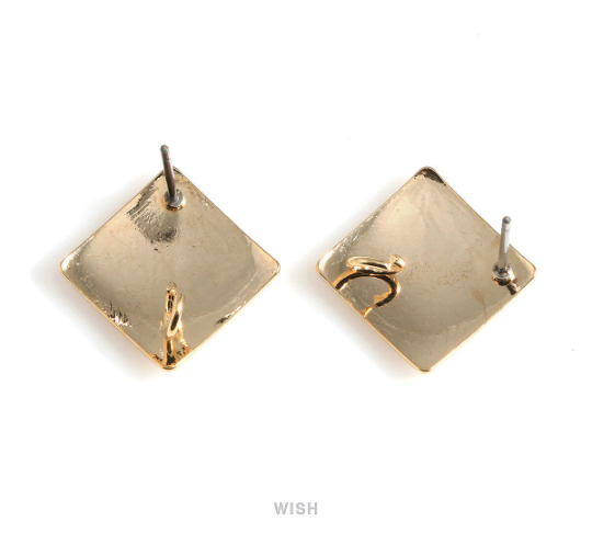 Rhombus Stud Earrings in Gold, Rhombus Shape Ear Studs / MG-519-E