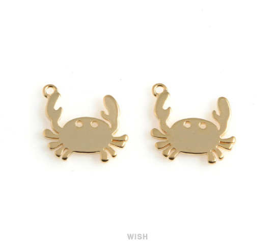 Crab Pendants in Matte Gold, Gold Crab Charm / MMG-491-P