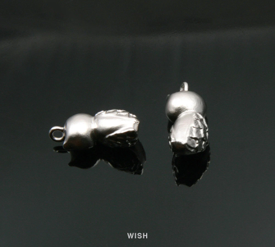 Owl Pendant in Matte Rhodium, Solid Owl Charm / MMRH-321-P