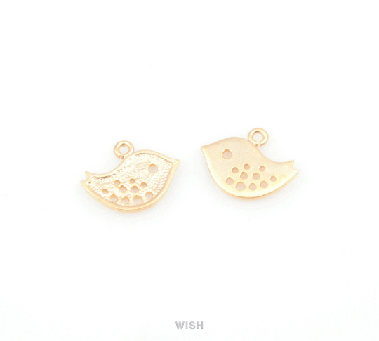 Small Sparrow Pendants in Matte Gold, Bird Charms / MMG-109-P (Small)