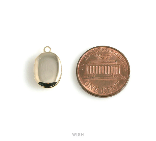 Elegant Oval Gold Locket, Oval Locket Charm /MG-475-P
