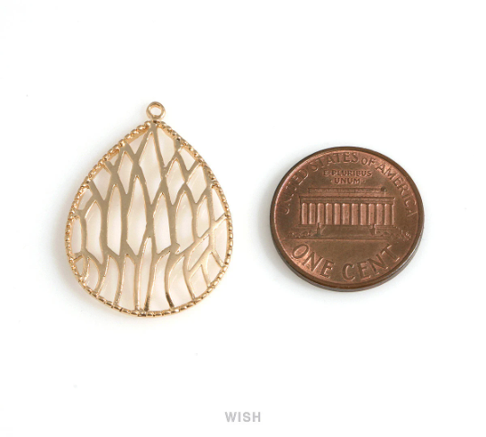 Geometric Teardrop Pendant in Matte Gold, Geometric Drop Charm / MMG-644-P