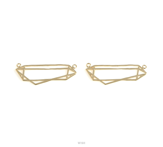 Geometric Charm in Rhodium, Open Geometric Necklace Pendants /MRH-628-P