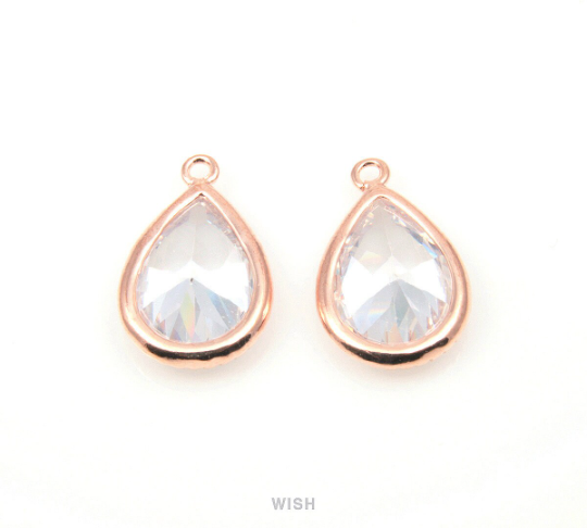 Pear Cubic Zirconia Pendants in Rose Gold, Drop Cubic Gem / CRG-034-P (Large)