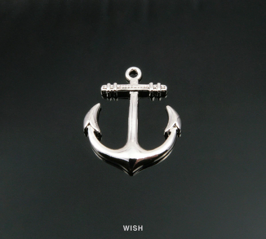 Large Anchor Pendants in Rhodium, Anchor Charms / MRH-144-P