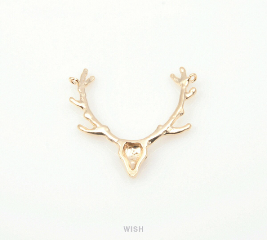 Reindeer Antler Pendants in Matte Gold, Antler Charm / MMG-178-P