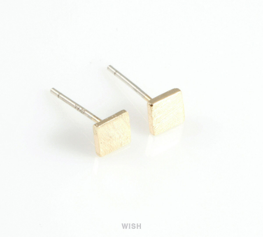 Square Stud Earrings in Matte Rhodium, Square Ear Studs / MMRH-414-E