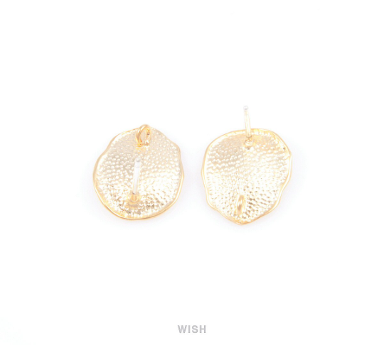 Crooked Round Earpost in Matte Rhodium, Crooked Round Earrings / MMRH-029-E