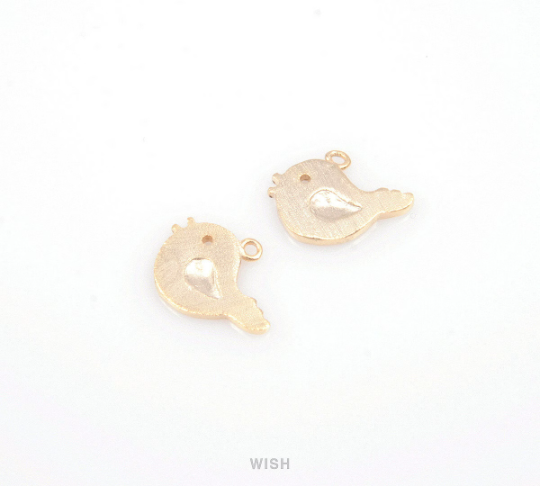 Skylark Pendants in Matte Brush Rhodium, Small Bird Charms / MMBRH-096-P