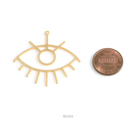 Evil Eye Pendant in Matte Gold, Evil Eye Charm / MMG-555-P