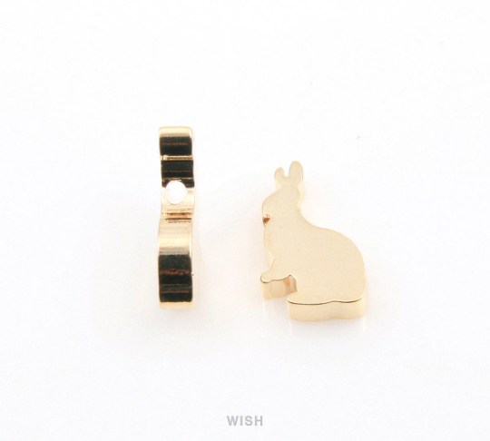 Rabbit Beads Pendants in Gold, Bunny Beads / MG-080-B