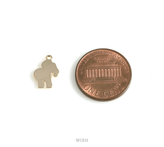 Elephant Pendant in Gold, Gold Blank Elephant Charm /MG-539-P
