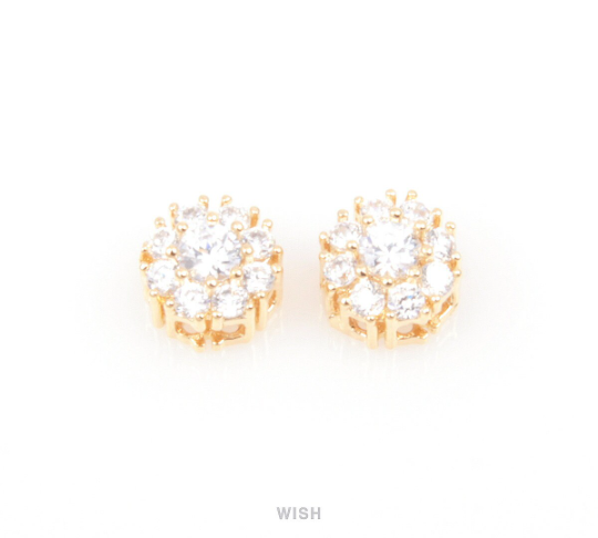 Nine Round Cubic Zirconia Charms in Gold, Round Cubic Zirconia Pendants / CG-020-P