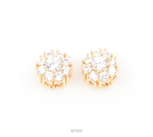 Nine Round Cubic Zirconia Charms in Gold, Round Cubic Zirconia Pendants / CG-020-P