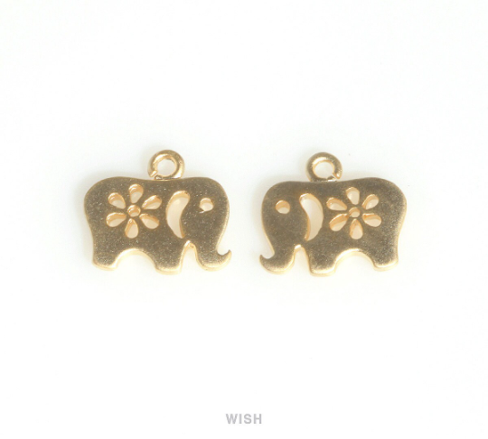 Elephant Pendants in Matte Rhodium, Elephant Charm / MMRH-422-P