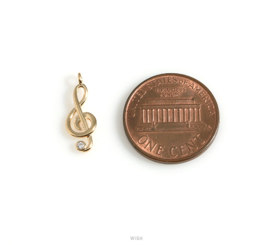 Treble Clef Charm in Gold, Treble Clef Pendants / MG-618-P