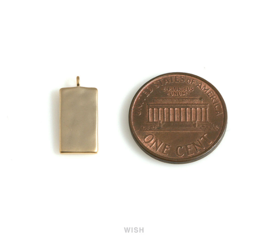 Hammered Rectangle Pendants in Matte Gold, Hammered Rectangle Charms / MMG-663-P