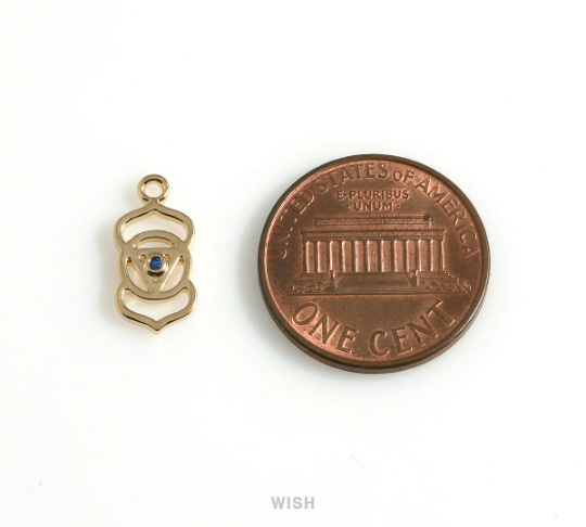 Third Eye Chakra with CZ Pendants in Gold, The 6th Chakra Charm / MG-498-P