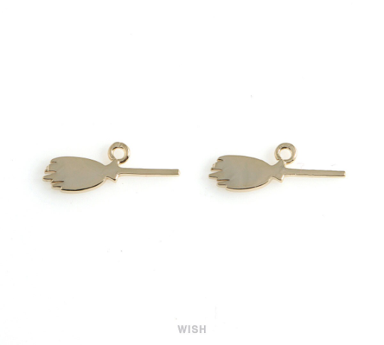 Broomstick Pendants in Rhodium, Halloween Broom Charm / MRH-469-P