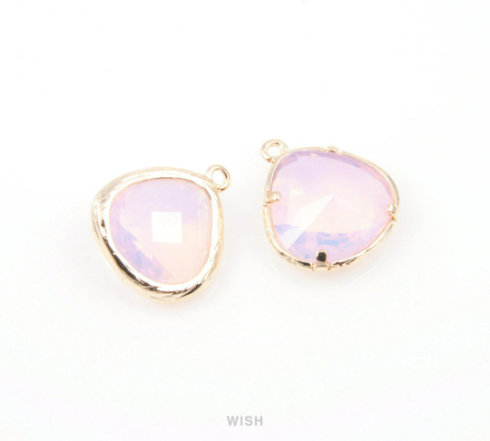 Violet Opal Faceted Glass Drop Charm in Gold, Violet Opal Charms / GVOG-036-P