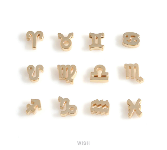 Virgo Zodiac Sign Charms in Matte Gold, Zodiac Beads / MMG-599-B