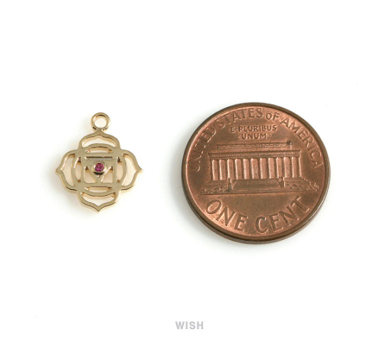 Root Chakra with CZ Pendants in Gold, The 1st Chakra Charm / MG-493-P