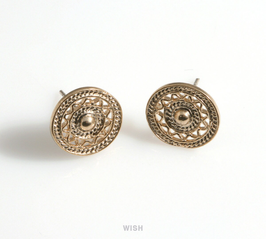 Oriental Circle Stud Earrings in Matte Rhodium / MMRH-607-E