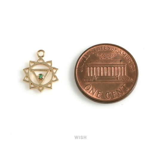 Solar Plexus Chakra with CZ Pendants in Rhodium, 3rd Chakra Charm / MRH-495-P