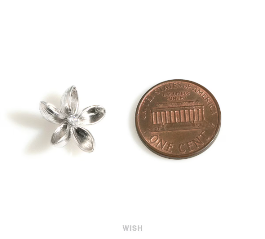 Wild Flower Stud Earrings in Matte Rhodium, Flower with CZ Stud Earrings / MMRH-708-E