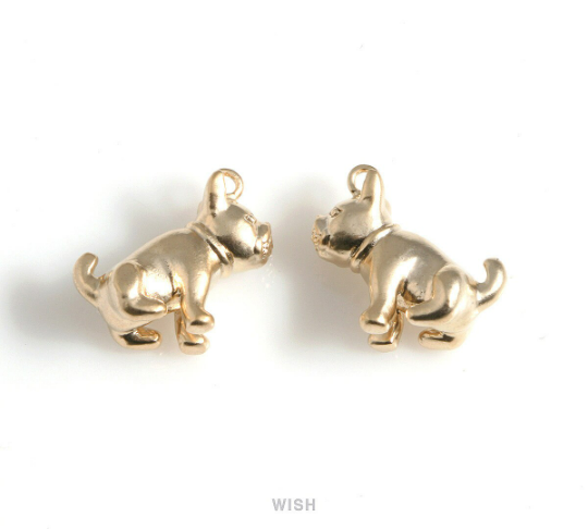 French Bulldog Pendants in Matte Gold, Bulldog Charm/ MMG-565-P