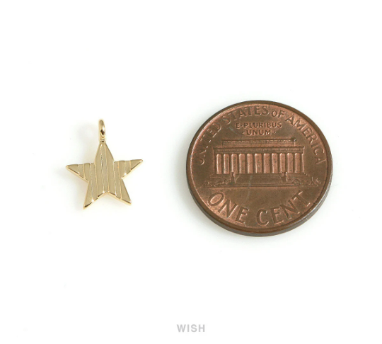 Stripe Star Pendants in Gold, Twinkle Star Charms  / MG-659-P