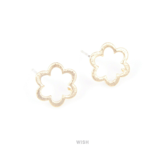 Sunflower Stud earrings in Matte Rhodium, Flower in Bloom Stud Earrings / MMRH-032-E