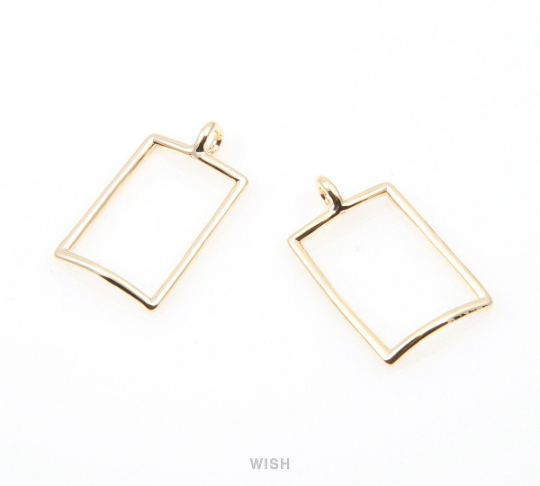 Rectangle Outline Pendants in Rhodium, Rectangle Charm / MRH-016-P