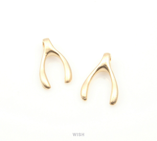 Wishbone Pendant in Matte Rose Gold, Wishbone Charm / MMRG-228-P