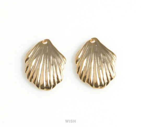 Large Seashell Charm in Matte Rhodium, Seashell Pendant / MMRH-680-P