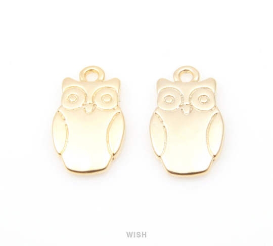 Owl Pendants in Matte Rhodium, Bird Charms / MMRH-020-P