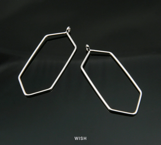 Open Hexagon Wire Pendant in Gold, Open Hexagon Charm/ MG-287-P