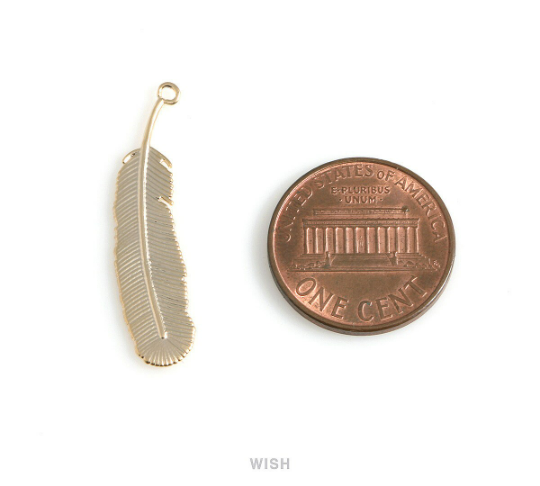 Feather Pendants in Matte Rhodium, Feather Charm /MMRH-525-P