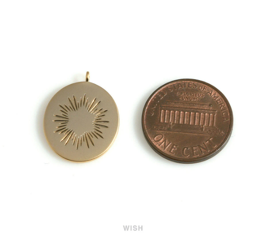 Starburst Disc Pendants in Matte Gold, Starburst Coin Charms / MMG-661-P