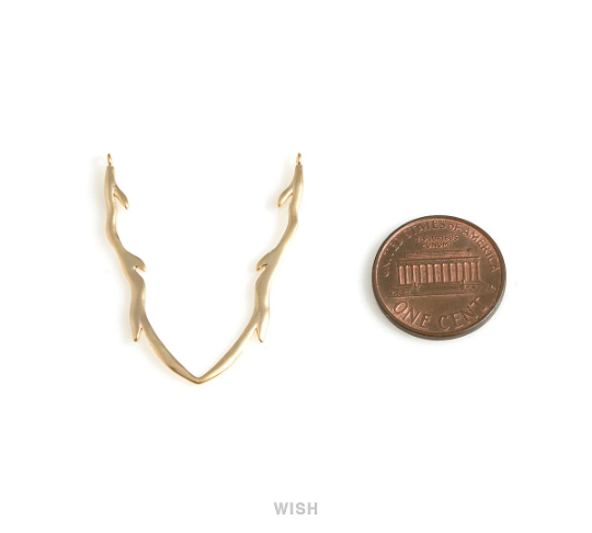 Chevron Antler Pendants in Matte Gold, Large Antler Charms / MMG-706-P