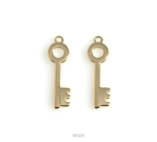 Key Pendants in Matte Rhodium, House Key Charm / MMRH-584-P