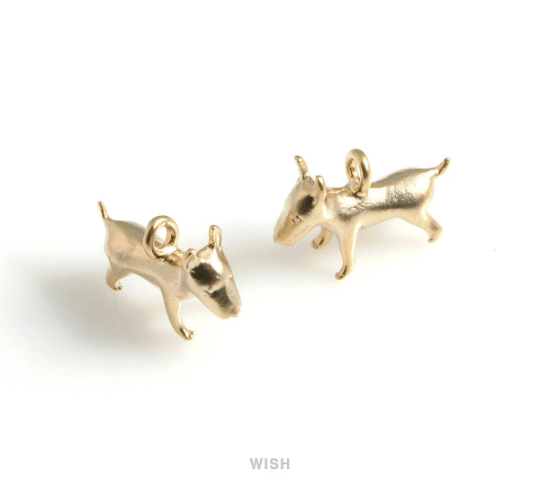 Bull Terrier Pendants in Matte Gold, Bull Terrier Charm /MMG-575-P