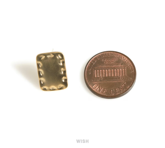 Rectangle Stud Earrings in Matte Gold, Rectangular Stud Earrings / MMG-713-E