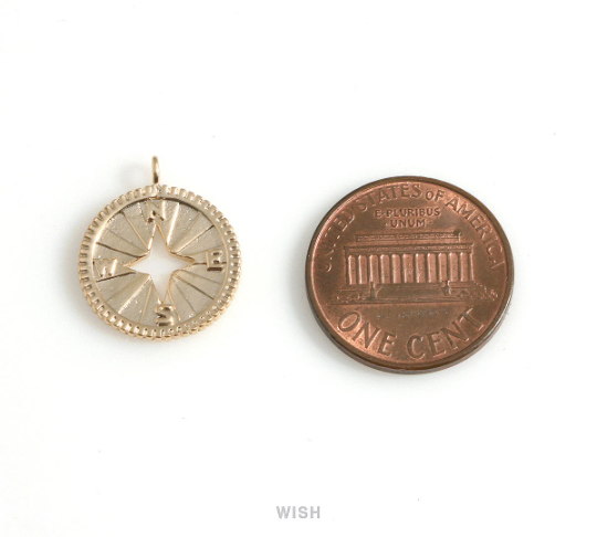 Compass Charm in Matte Gold, Compass Disc Pendants / MMG-610-P
