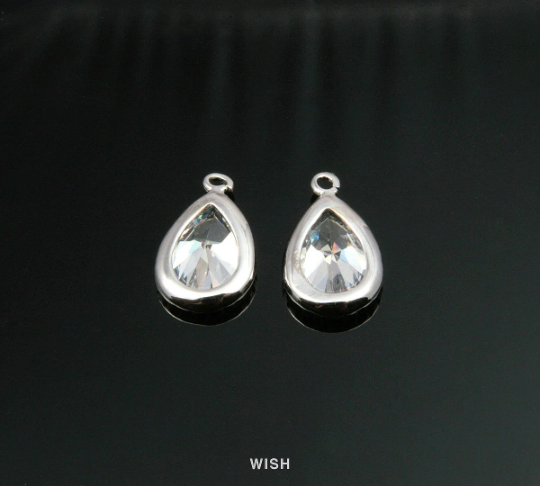 Teardrop Cubic Zirconia Pendants in Rhodium, Cubic Zirconia / CRH-038-P (Small)