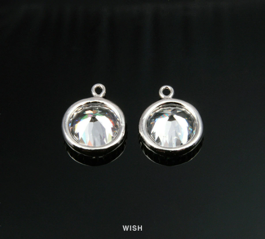 Round Cubic Zirconia Pendants in Rhodium, Round Cubic Gems /CRH-041-P